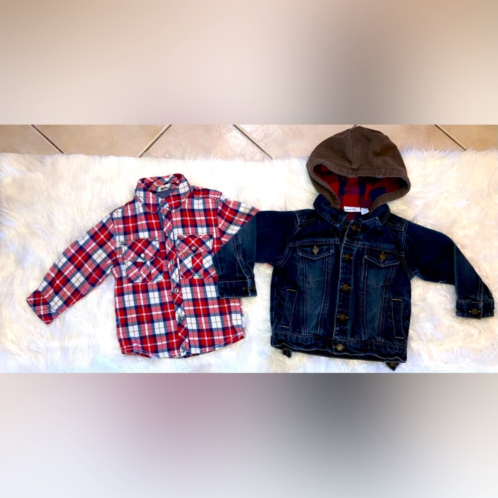 Toddler 1 Blue Jean Jacket & 1 Flano; Size: 2T